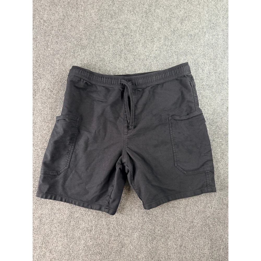 Prana Mens Black Cargo Shorts Drawstring Elastic Waist Pockets Outdoor W16 Insea